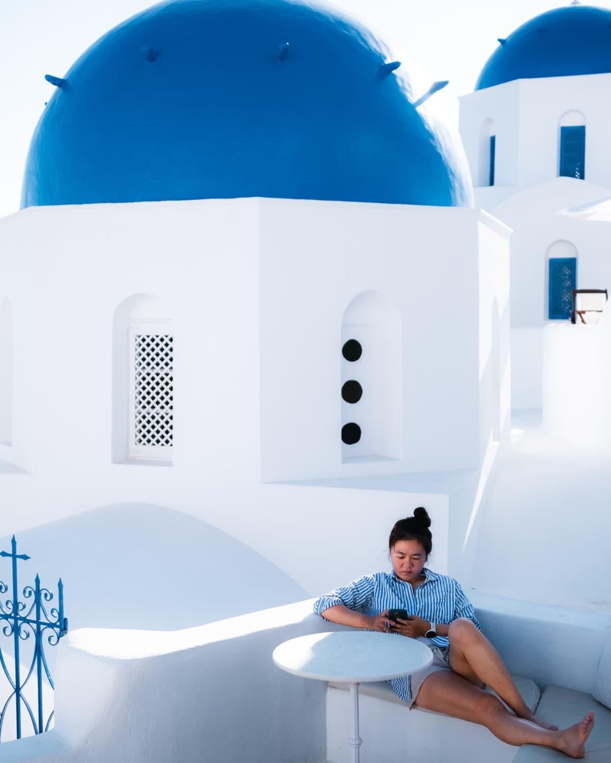Santorini blue domes