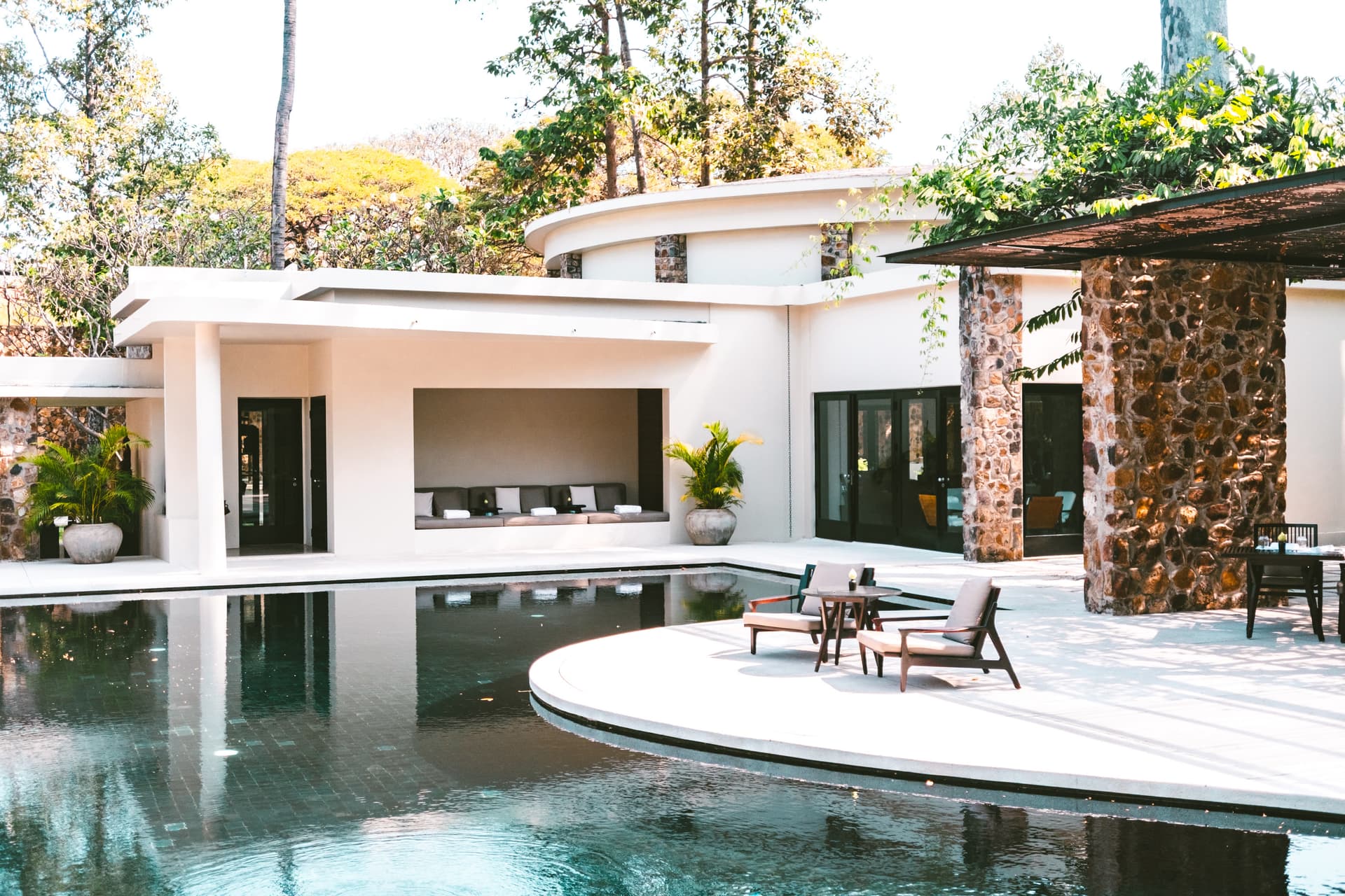 A luxury villa with a private pool